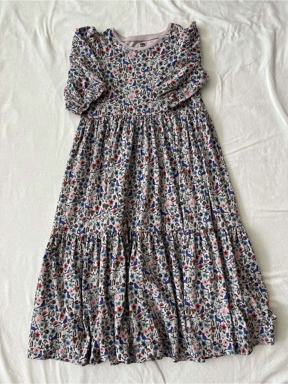 Tea Collection Pink Multicolor Floral Tiered Dress